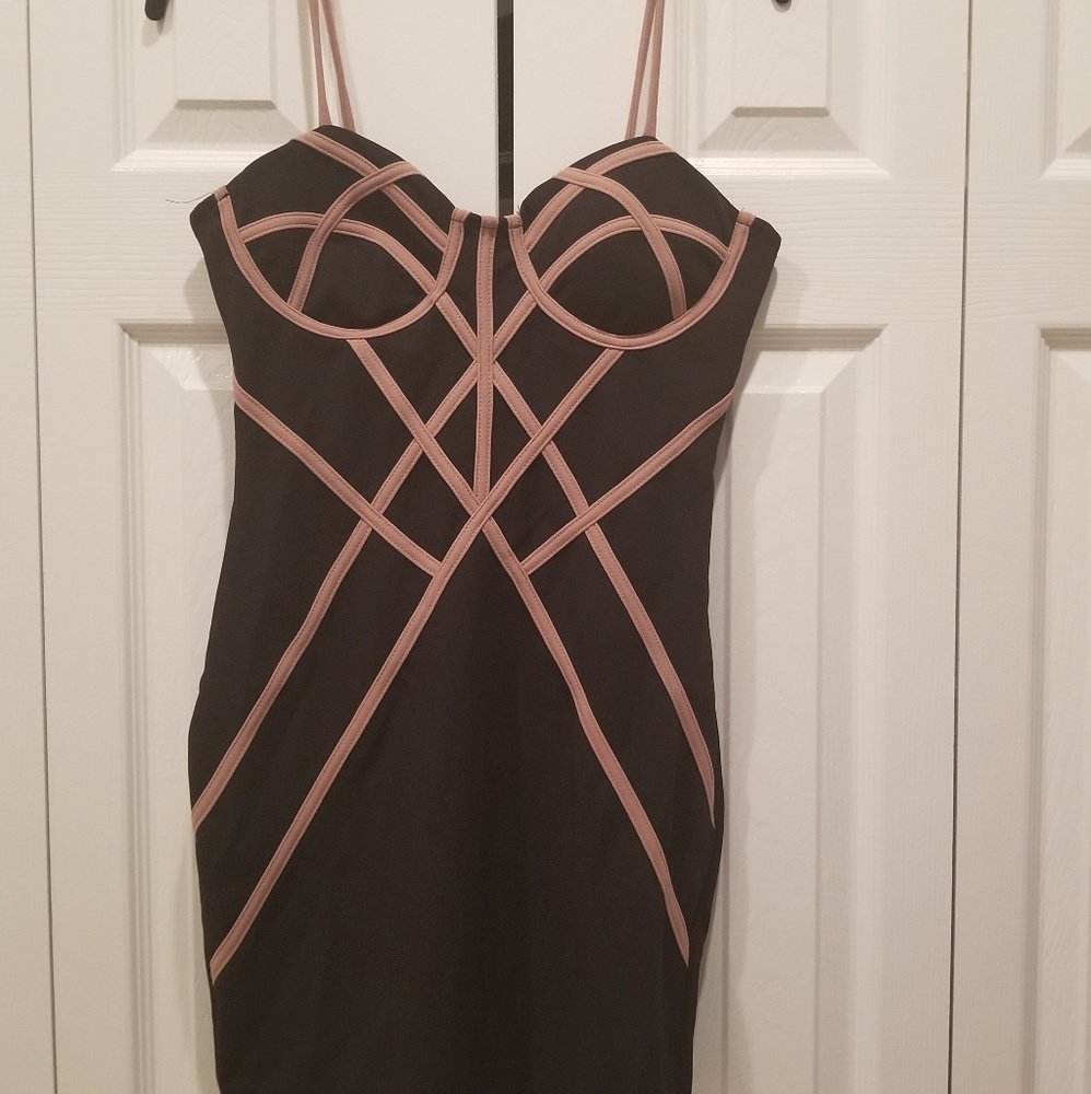 BLACK BUSTIER CAGED BODYCON DRESS - Picture 4 of 5